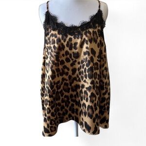 Brown and Black Leopard Print Chemise with Silky Finish